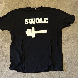 Black Graphic T-Shirt with 'SWOLE' Print